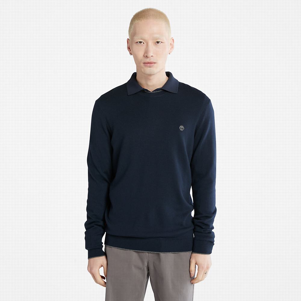 Pánské Svetry Timberland Nissitissit River Merino Vlna Tmavě Blankyt | TI56498-860