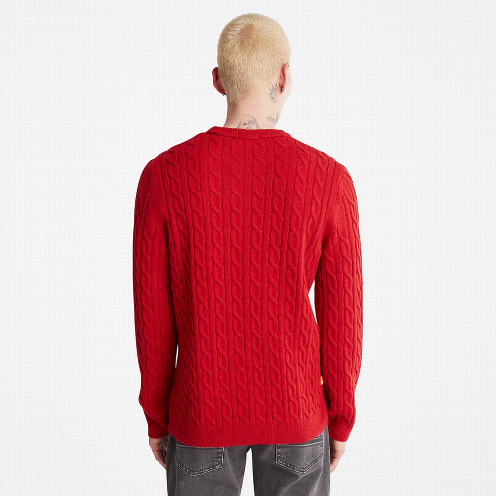 Pánské Svetry Timberland Phillips Brook Cable-knit Červené | TI03265-301