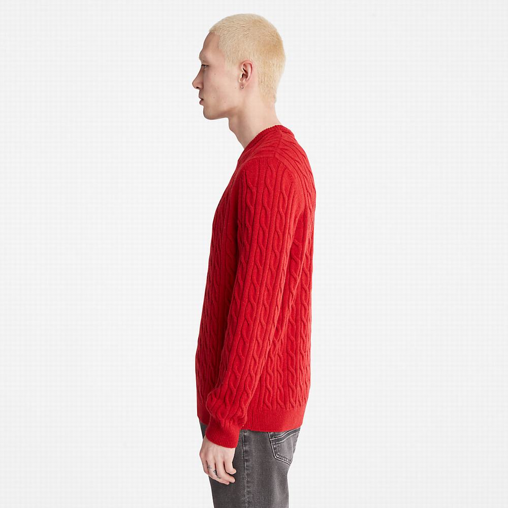 Pánské Svetry Timberland Phillips Brook Cable-knit Červené | TI03265-301