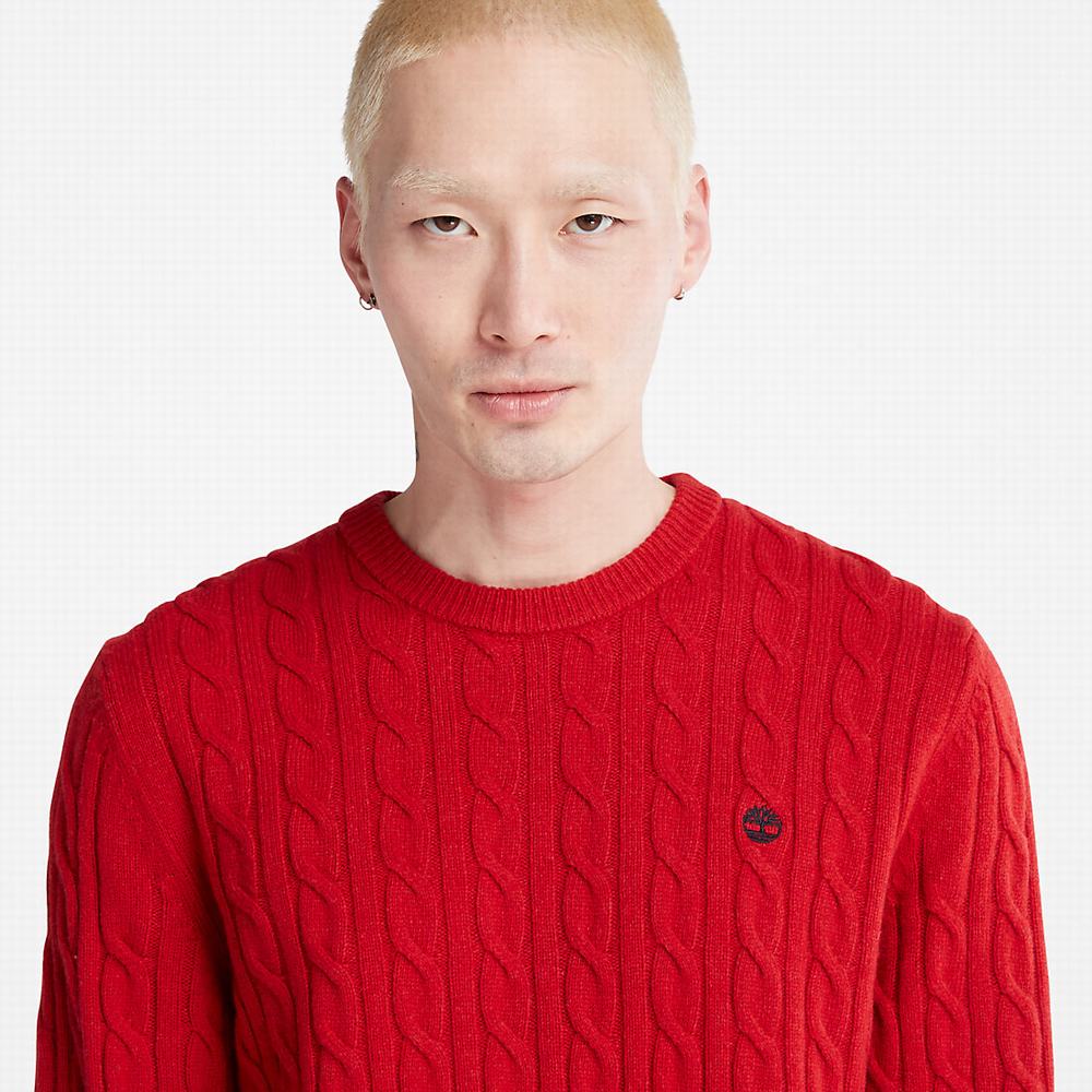 Pánské Svetry Timberland Phillips Brook Cable-knit Červené | TI03265-301