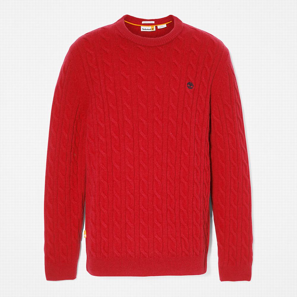 Pánské Svetry Timberland Phillips Brook Cable-knit Červené | TI03265-301