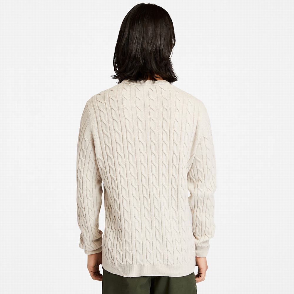 Pánské Svetry Timberland Phillips Brook Cable-knit Bílé | TI26407-258