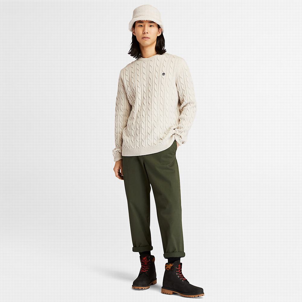 Pánské Svetry Timberland Phillips Brook Cable-knit Bílé | TI26407-258