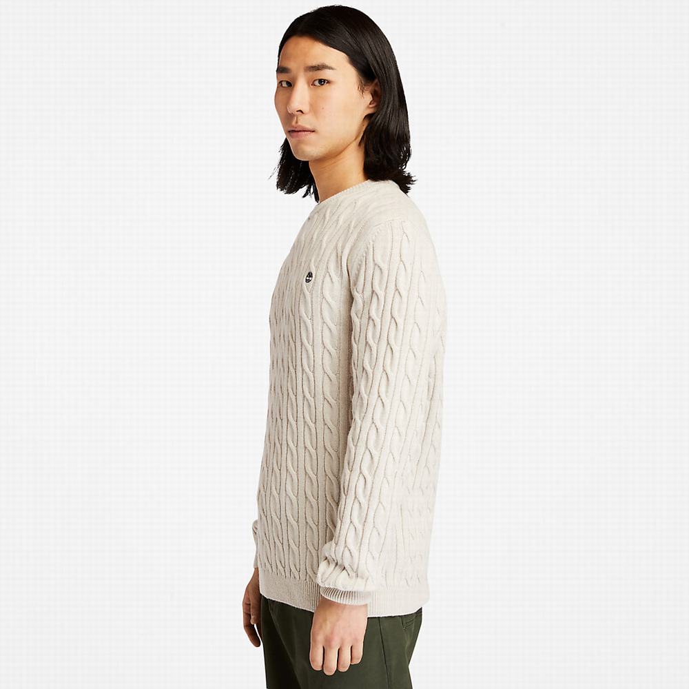 Pánské Svetry Timberland Phillips Brook Cable-knit Bílé | TI26407-258