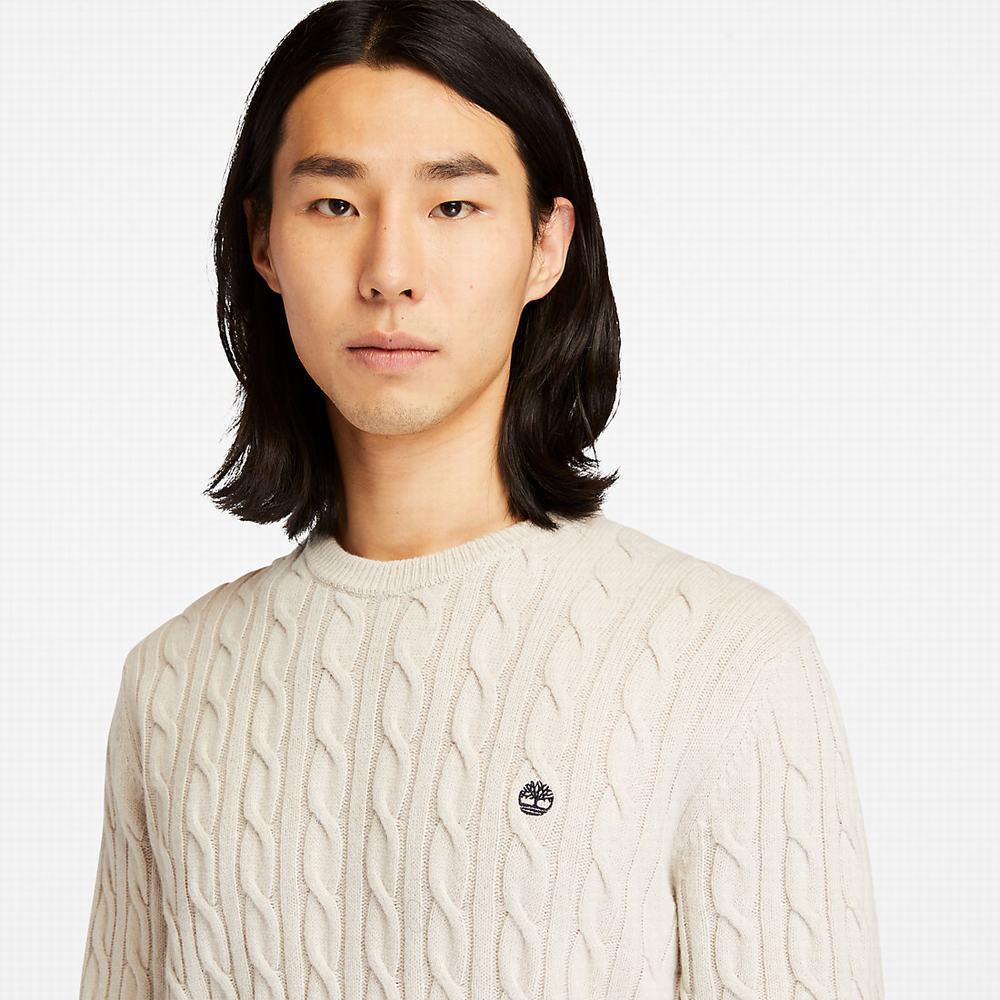 Pánské Svetry Timberland Phillips Brook Cable-knit Bílé | TI26407-258