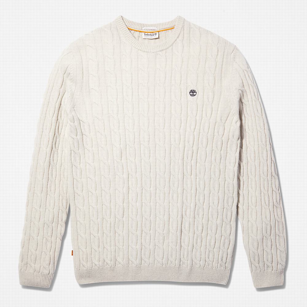 Pánské Svetry Timberland Phillips Brook Cable-knit Bílé | TI26407-258