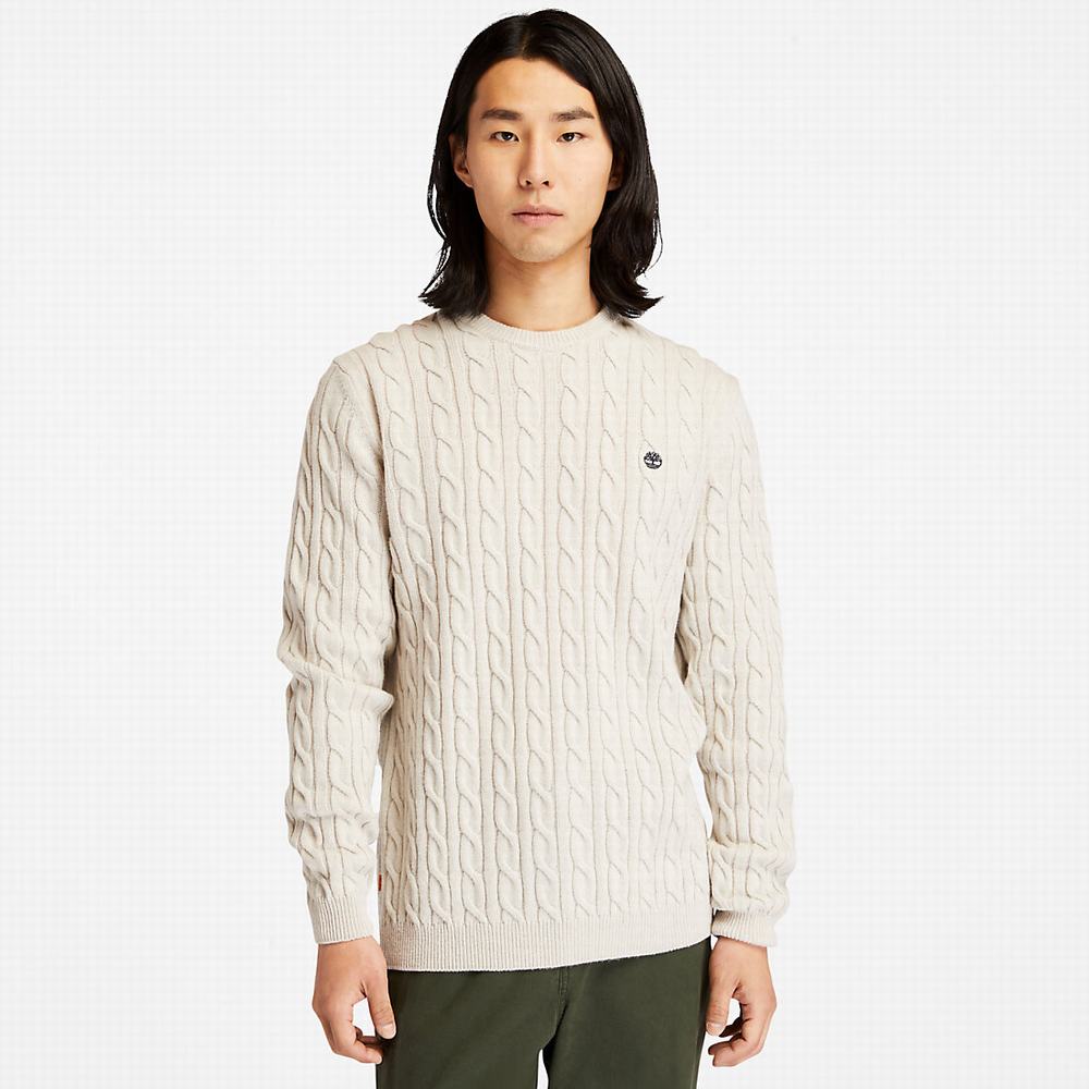 Pánské Svetry Timberland Phillips Brook Cable-knit Bílé | TI26407-258