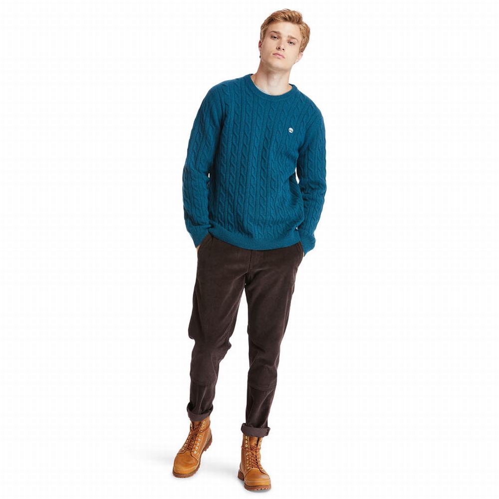 Pánské Svetry Timberland Phillips Brook Cable-knit Tyrkysové | TI53618-329