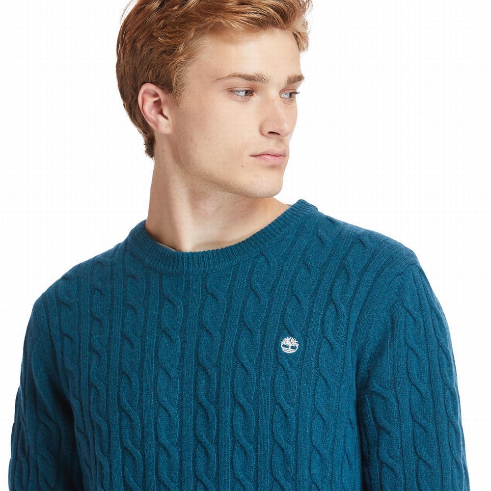Pánské Svetry Timberland Phillips Brook Cable-knit Tyrkysové | TI53618-329
