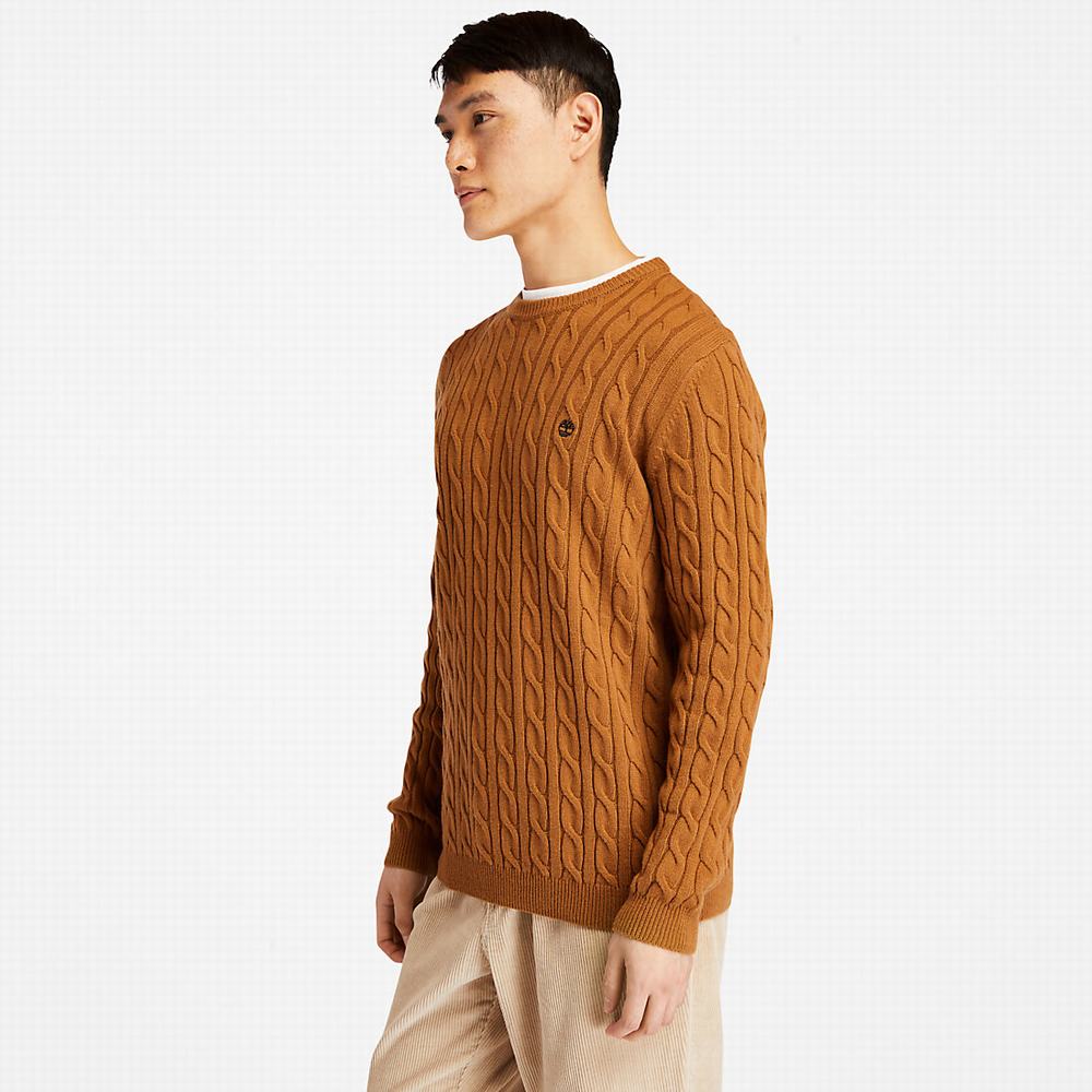 Pánské Svetry Timberland Phillips Brook Cable-knit Hnědé | TI57829-289