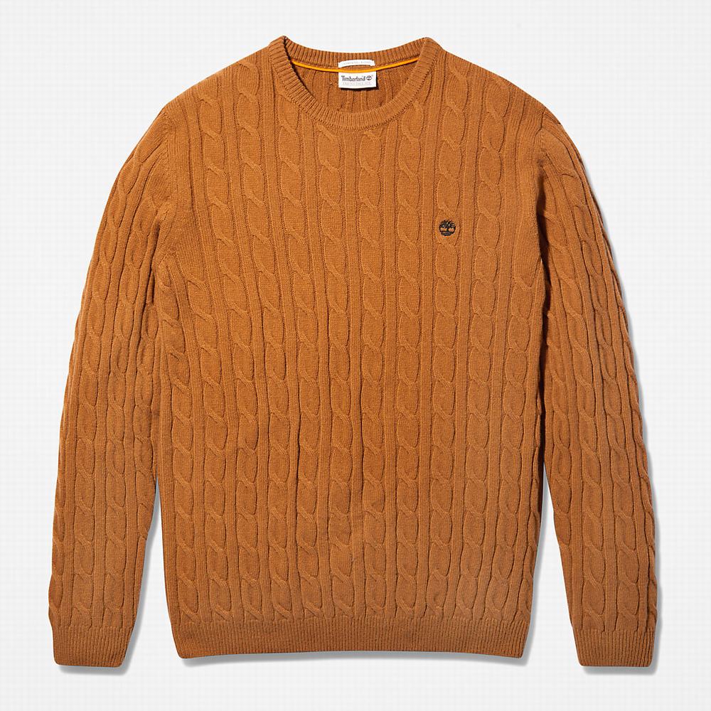 Pánské Svetry Timberland Phillips Brook Cable-knit Hnědé | TI57829-289