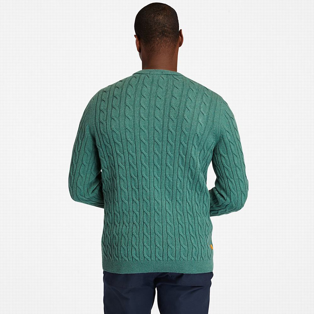 Pánské Svetry Timberland Phillips Brook Cable-knit Zelene | TI59410-421