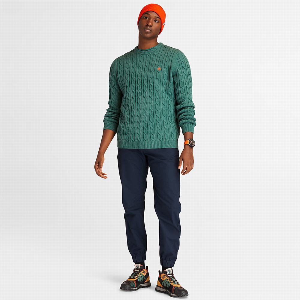Pánské Svetry Timberland Phillips Brook Cable-knit Zelene | TI59410-421