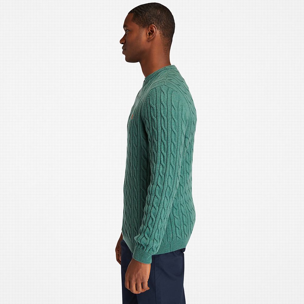 Pánské Svetry Timberland Phillips Brook Cable-knit Zelene | TI59410-421