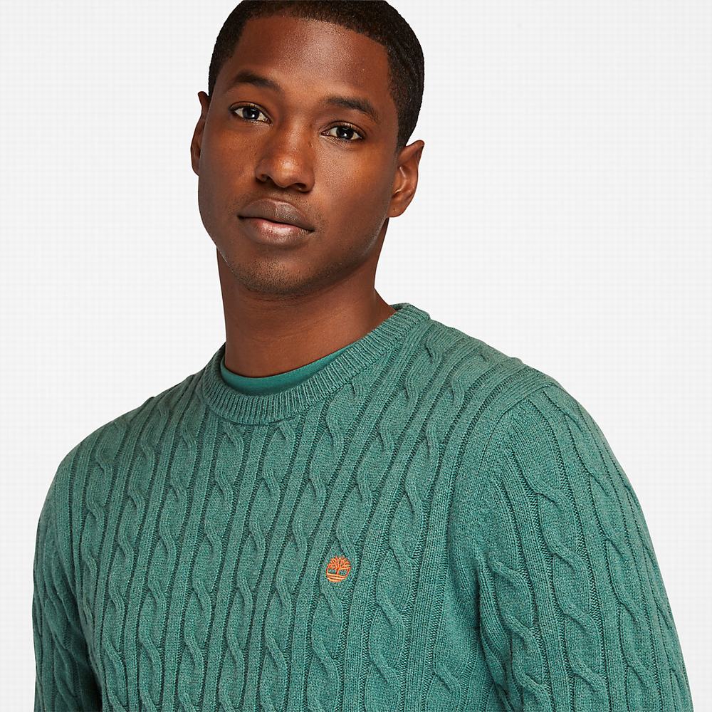 Pánské Svetry Timberland Phillips Brook Cable-knit Zelene | TI59410-421