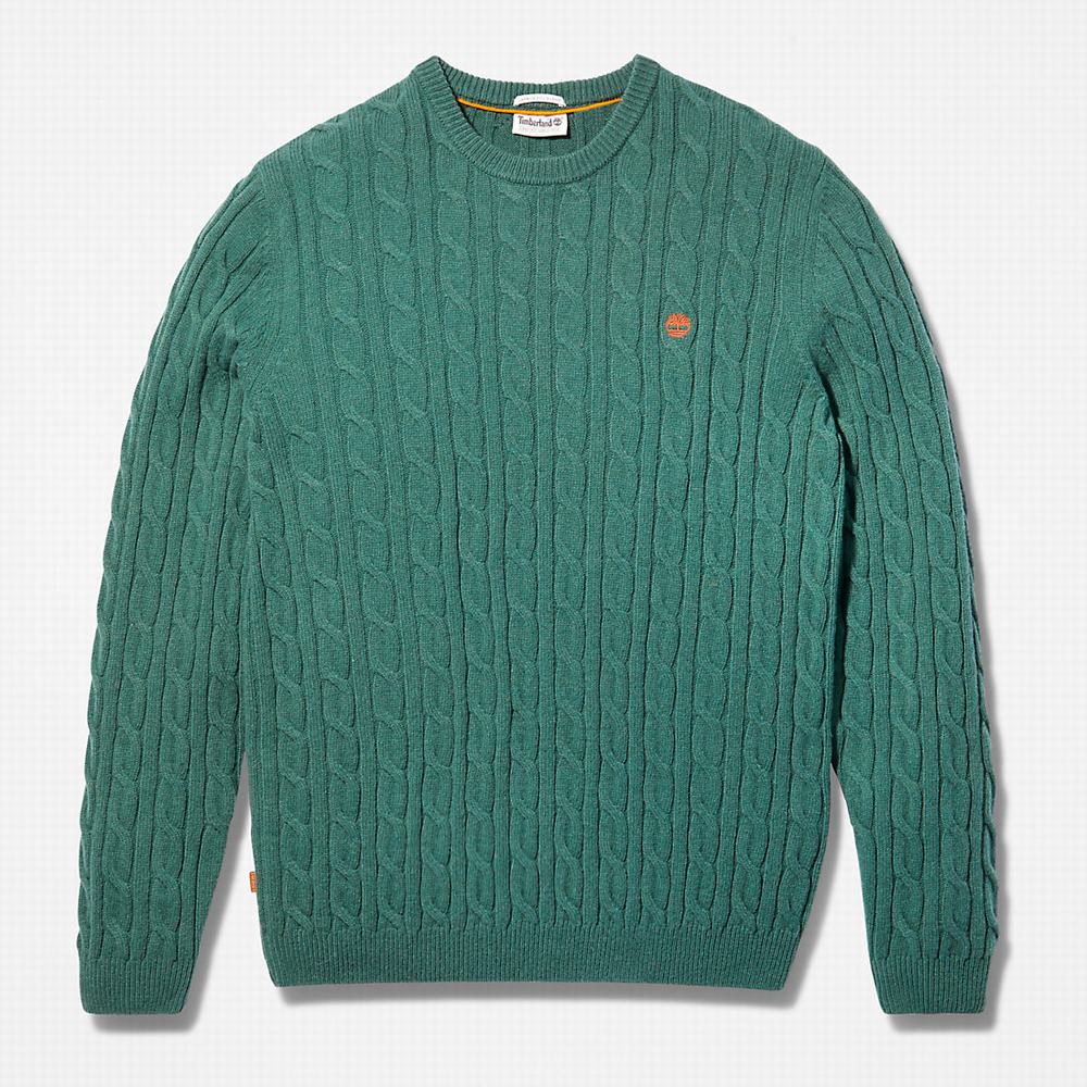 Pánské Svetry Timberland Phillips Brook Cable-knit Zelene | TI59410-421