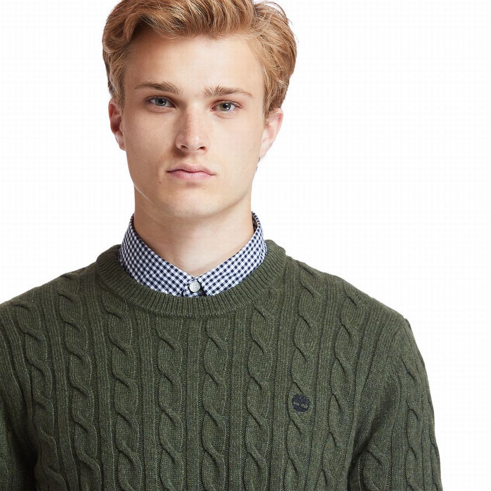 Pánské Svetry Timberland Phillips Brook Cable-knit Zelene | TI67290-106