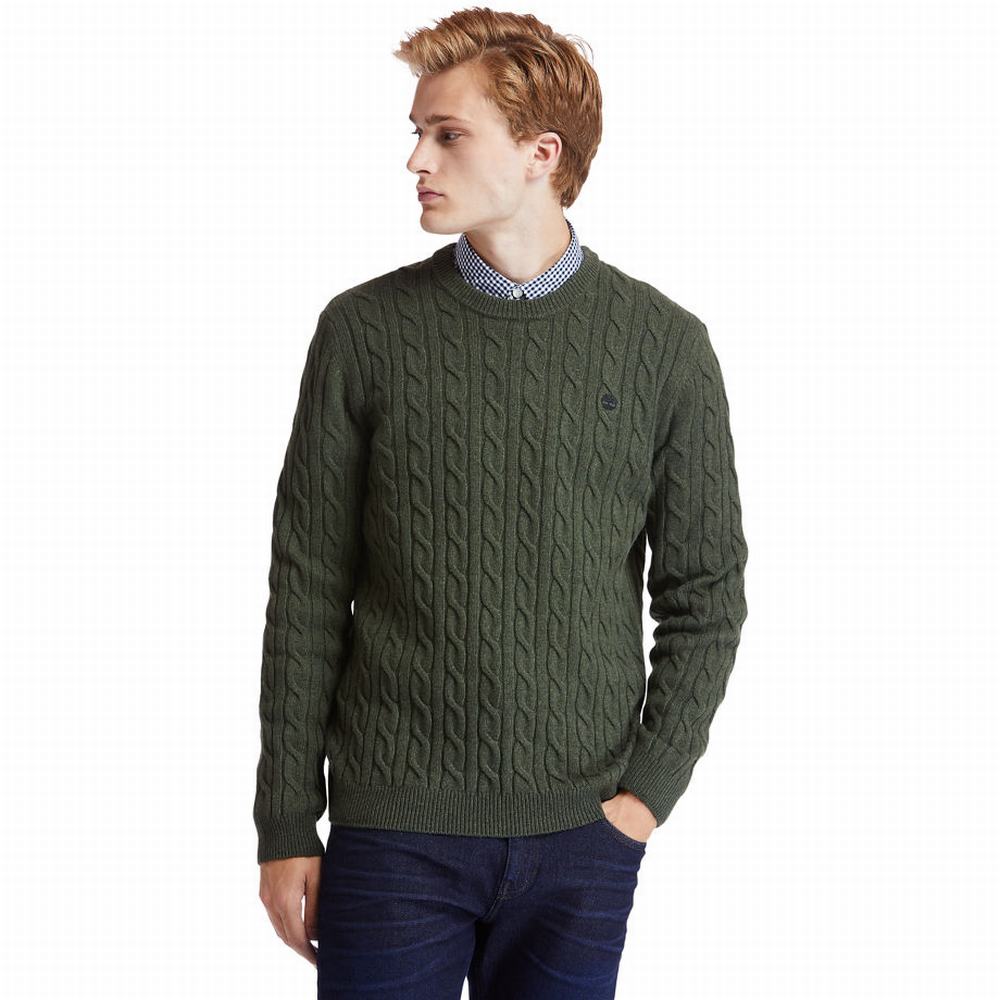 Pánské Svetry Timberland Phillips Brook Cable-knit Zelene | TI67290-106
