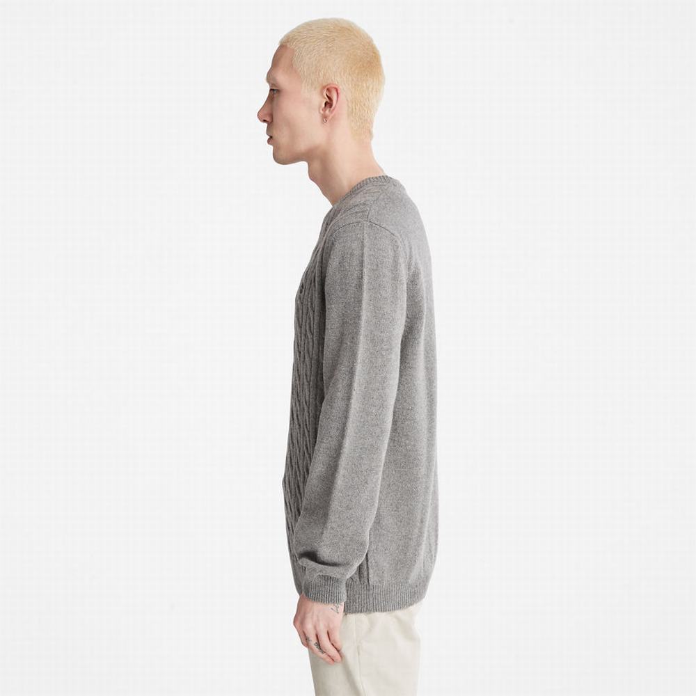 Pánské Svetry Timberland Phillips Brook Vlna-Blend Cable Crewneck Šedé | TI93658-192