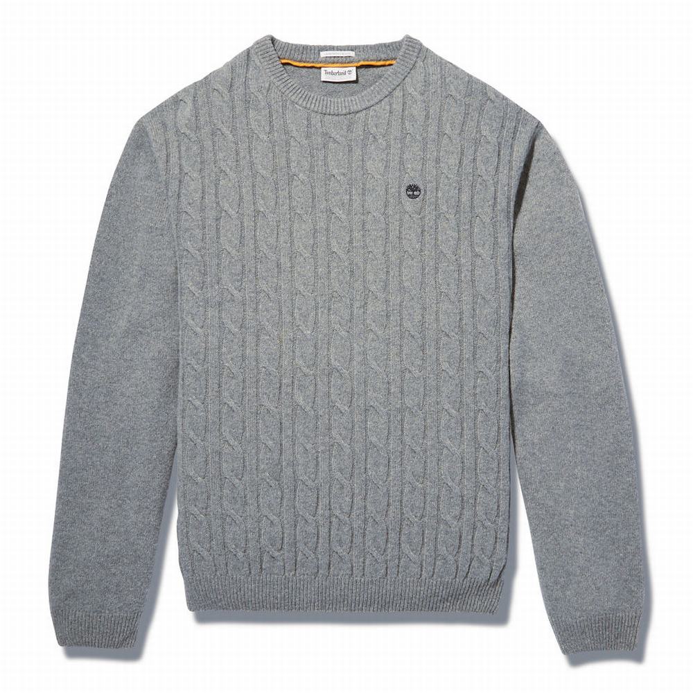 Pánské Svetry Timberland Phillips Brook Vlna-Blend Cable Crewneck Šedé | TI93658-192