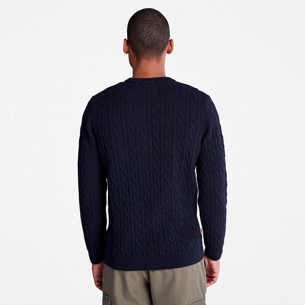 Pánské Svetry Timberland Phillips Brook Cable-knit Tmavě Blankyt | TI94713-749