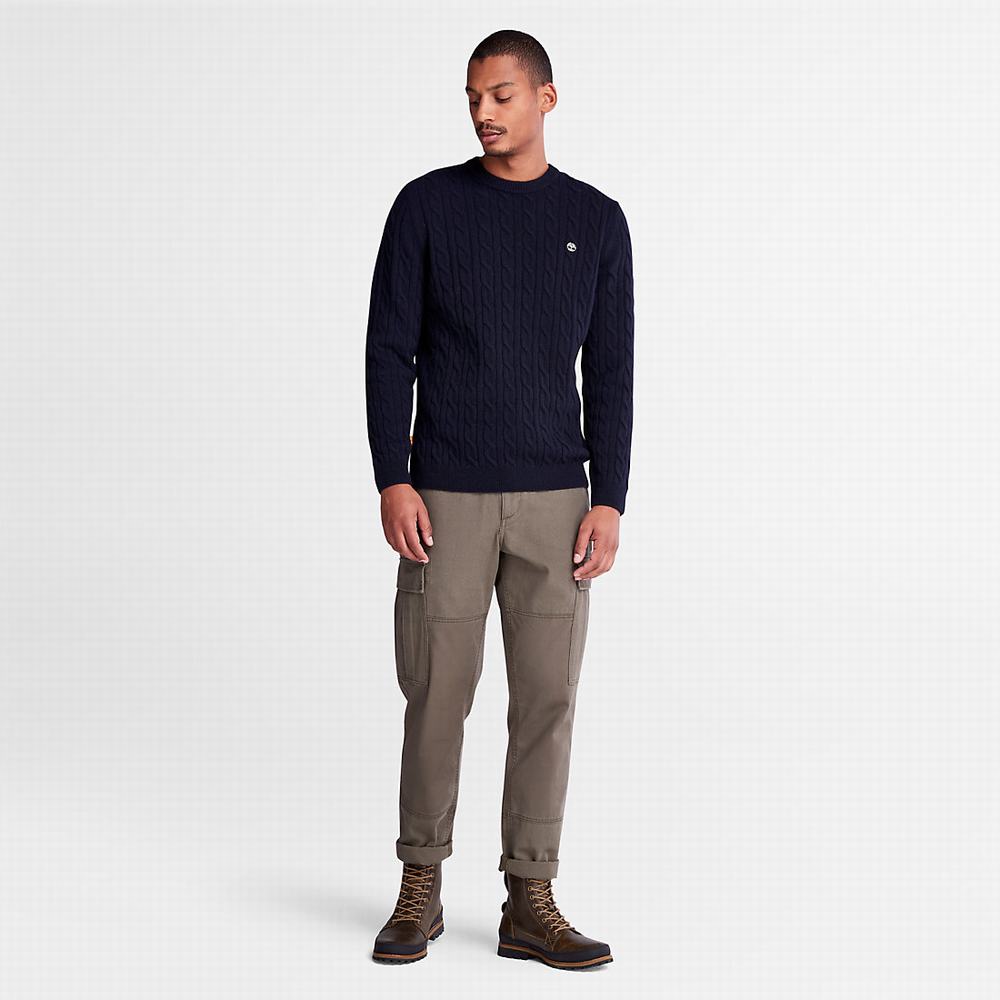 Pánské Svetry Timberland Phillips Brook Cable-knit Tmavě Blankyt | TI94713-749
