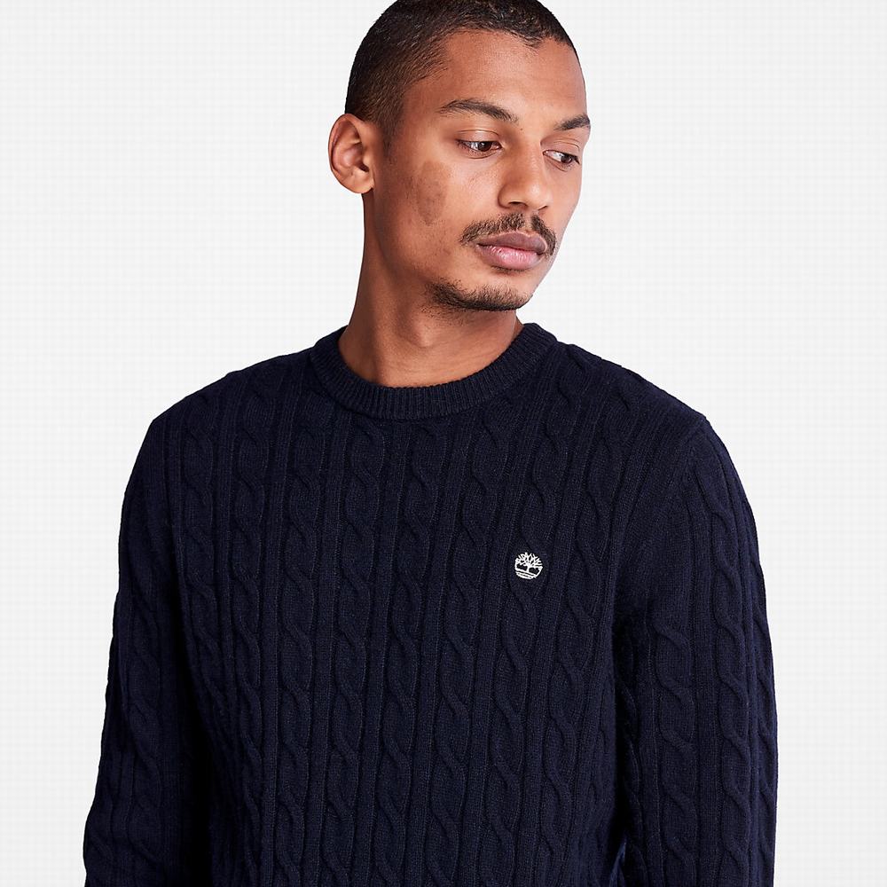 Pánské Svetry Timberland Phillips Brook Cable-knit Tmavě Blankyt | TI94713-749