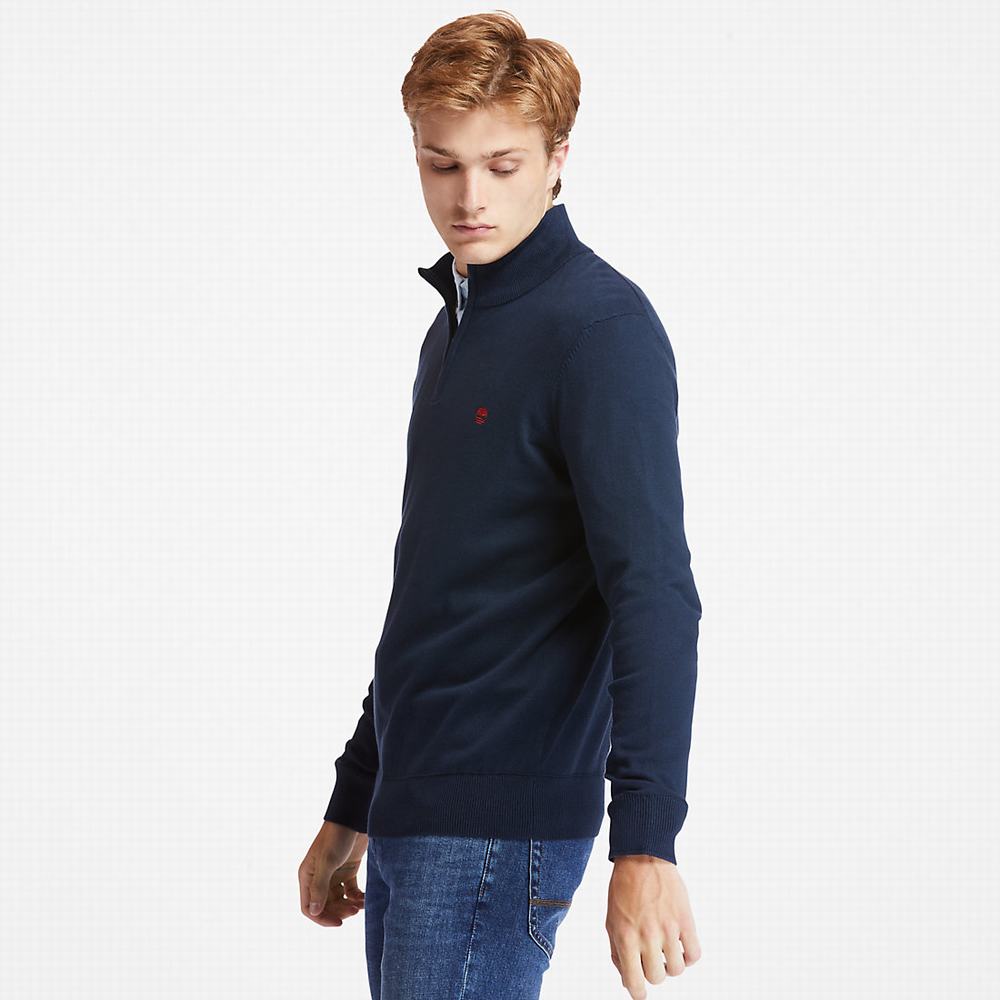 Pánské Svetry Timberland Williams River Zip-neck Tmavě Blankyt | TI68059-085