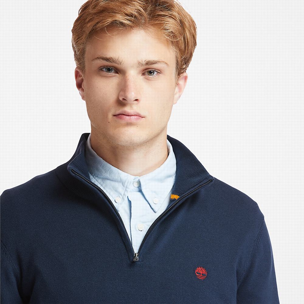 Pánské Svetry Timberland Williams River Zip-neck Tmavě Blankyt | TI68059-085