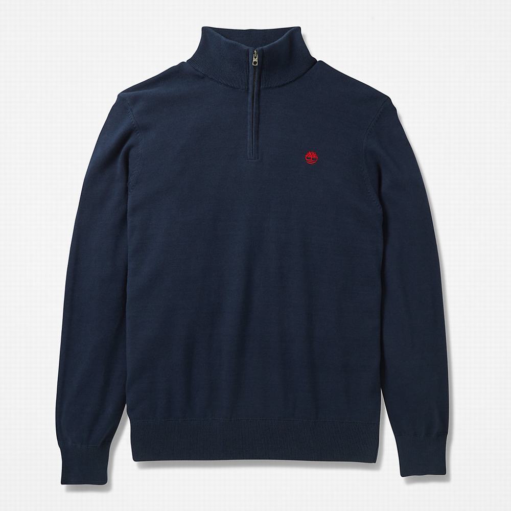 Pánské Svetry Timberland Williams River Zip-neck Tmavě Blankyt | TI68059-085
