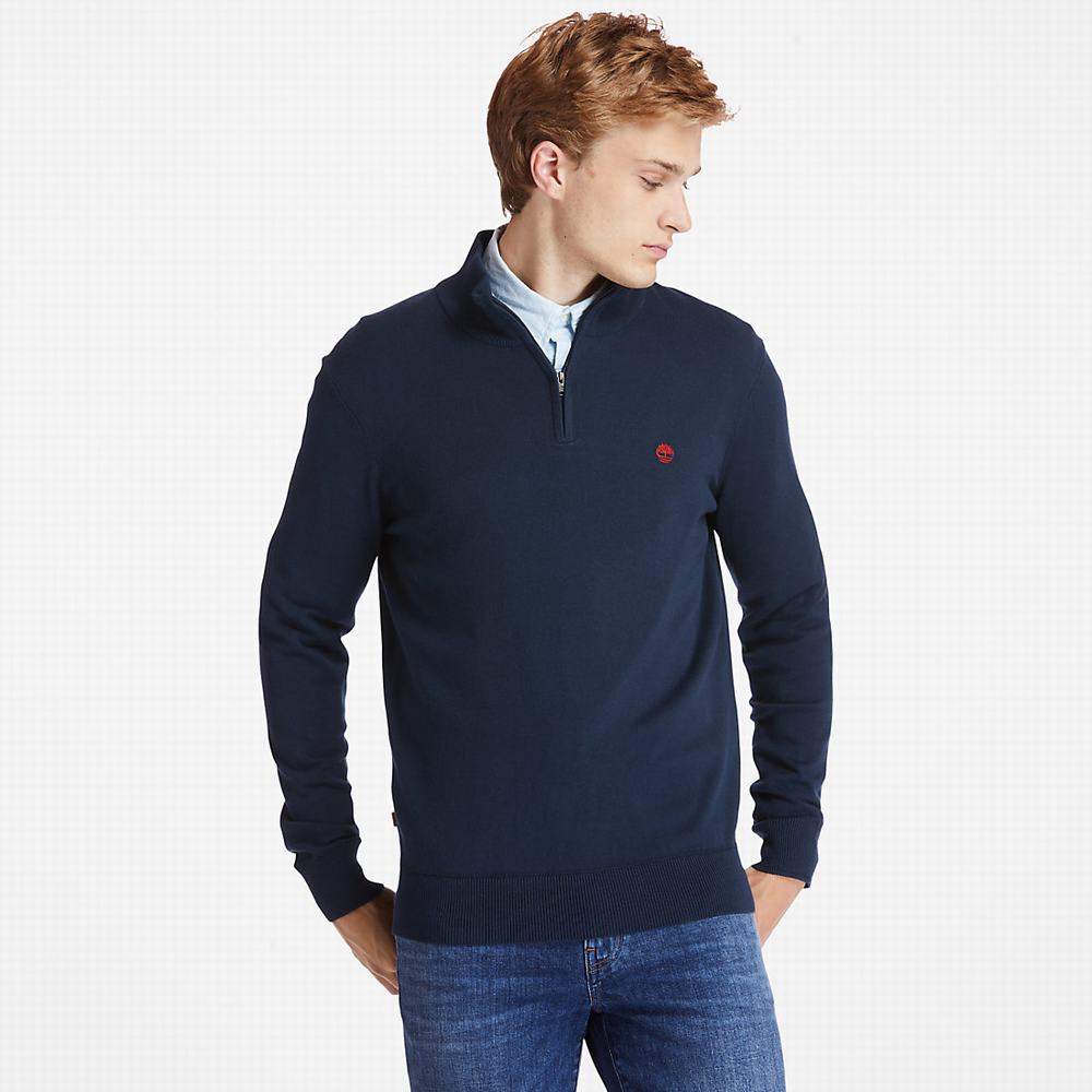 Pánské Svetry Timberland Williams River Zip-neck Tmavě Blankyt | TI68059-085