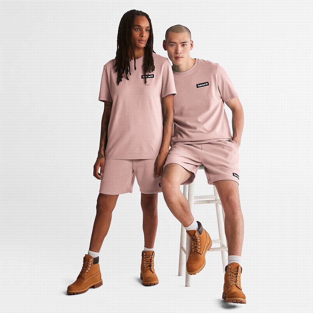Pánské Tričko Timberland All Gender Heavyweight Badge T-Shirt Růžové | TI69851-491