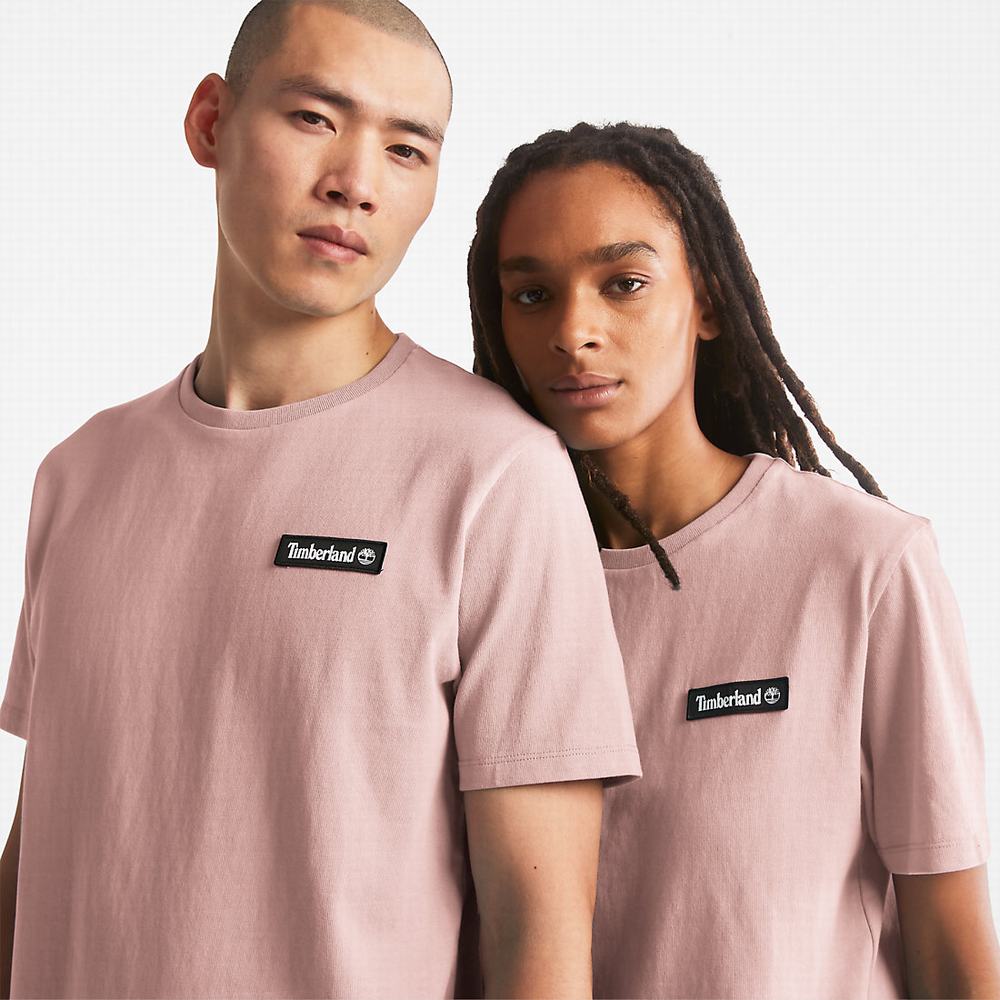 Pánské Tričko Timberland All Gender Heavyweight Badge T-Shirt Růžové | TI69851-491