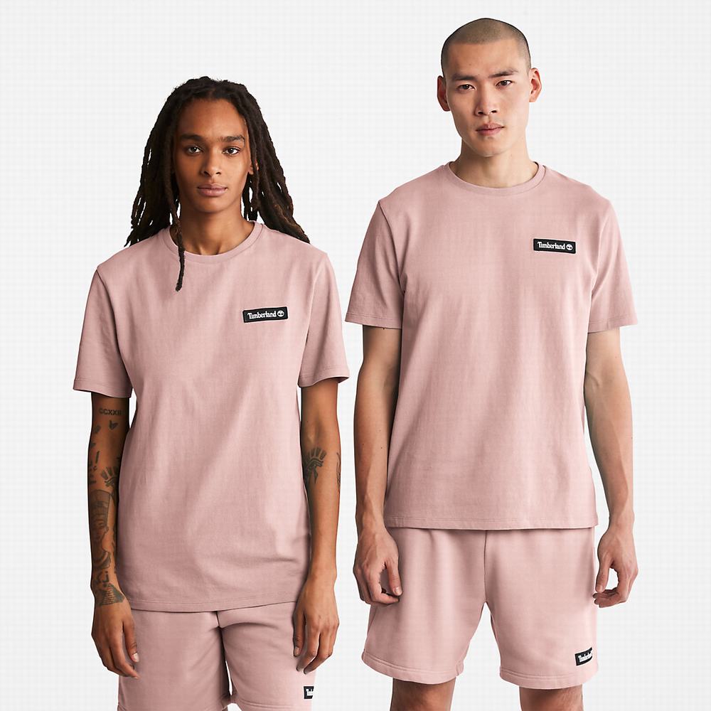 Pánské Tričko Timberland All Gender Heavyweight Badge T-Shirt Růžové | TI69851-491