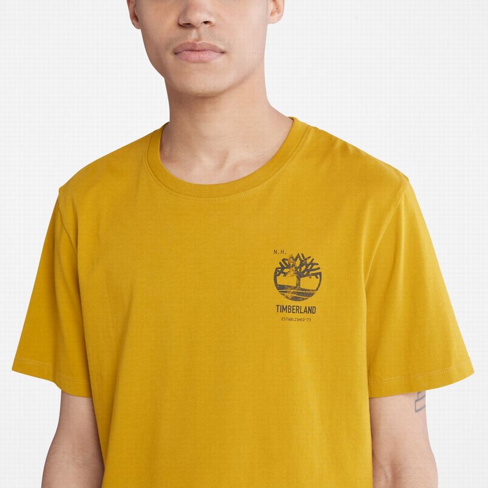 Pánské Tričko Timberland Back-Graphic T-Shirt Hořčice | TI61047-321