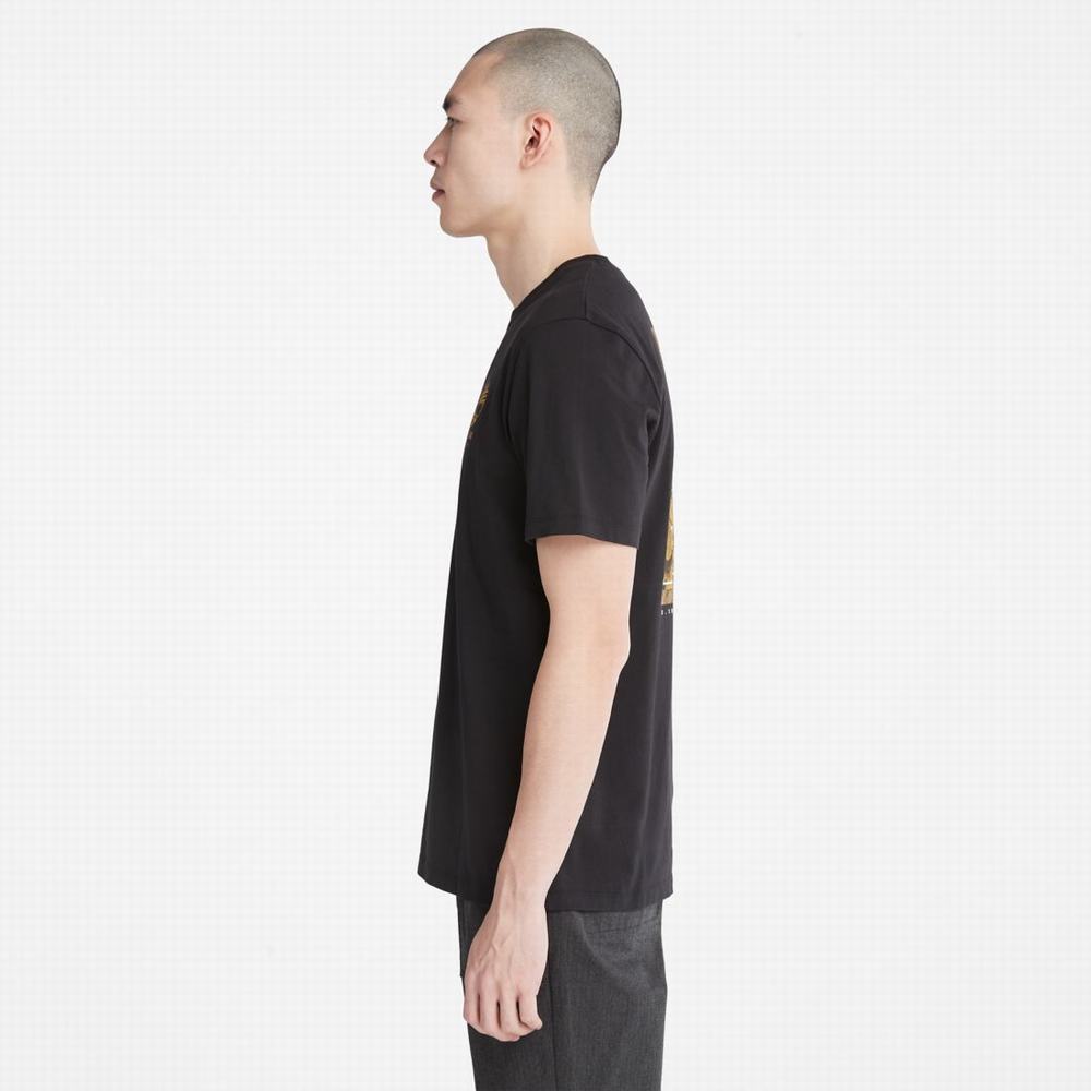 Pánské Tričko Timberland Back-Graphic T-Shirt Černé | TI68129-728