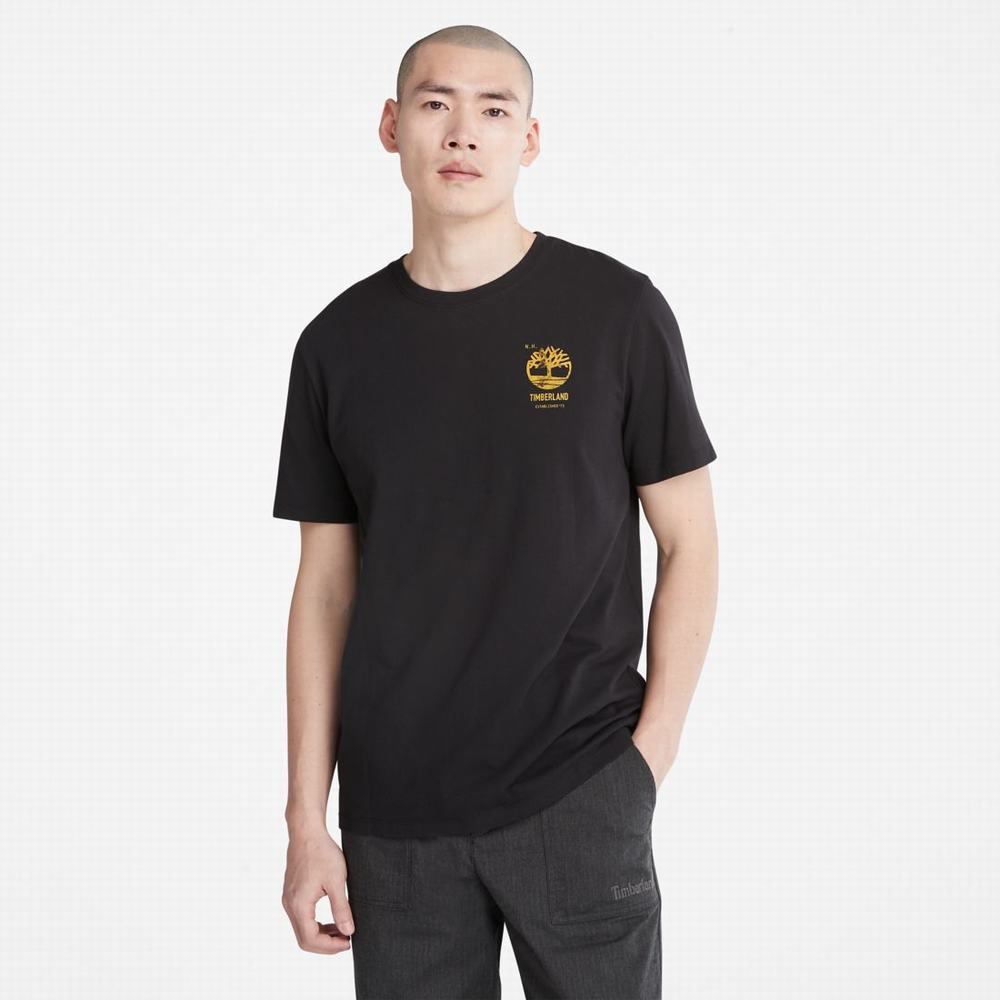Pánské Tričko Timberland Back-Graphic T-Shirt Černé | TI68129-728