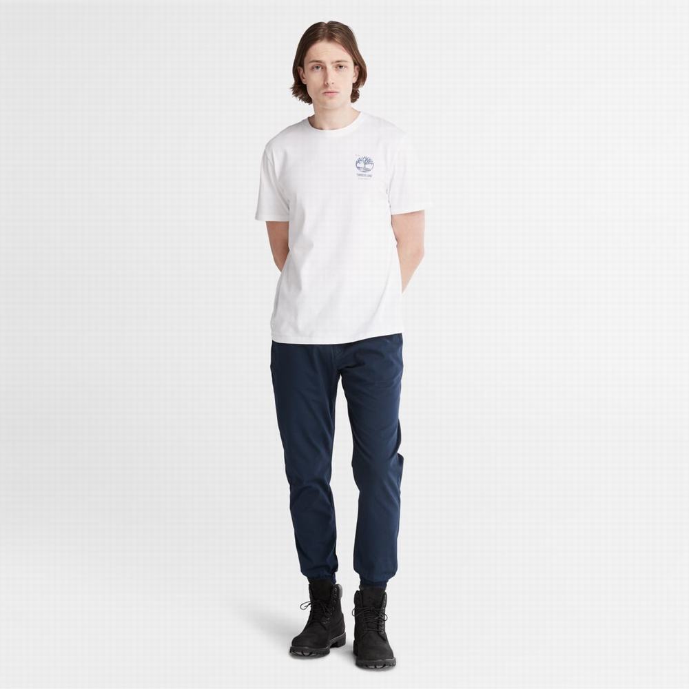 Pánské Tričko Timberland Back-Graphic T-Shirt Bílé | TI80726-248