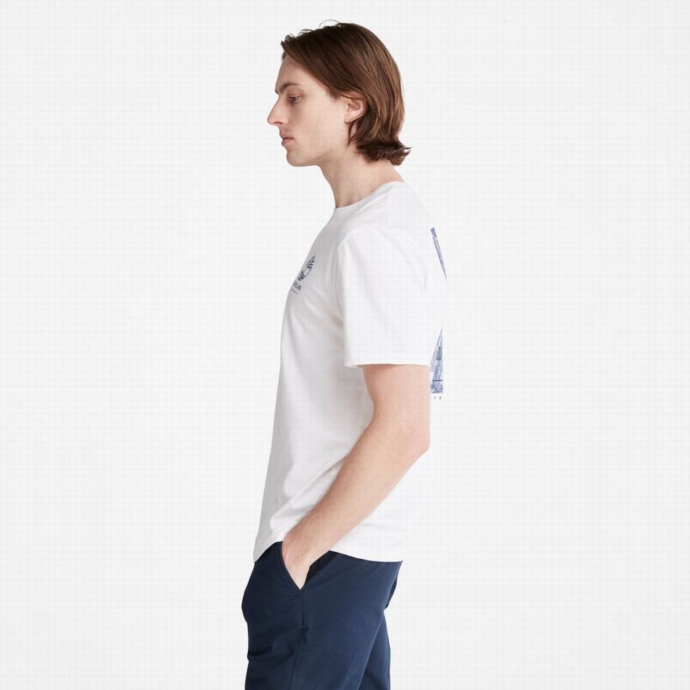 Pánské Tričko Timberland Back-Graphic T-Shirt Bílé | TI80726-248