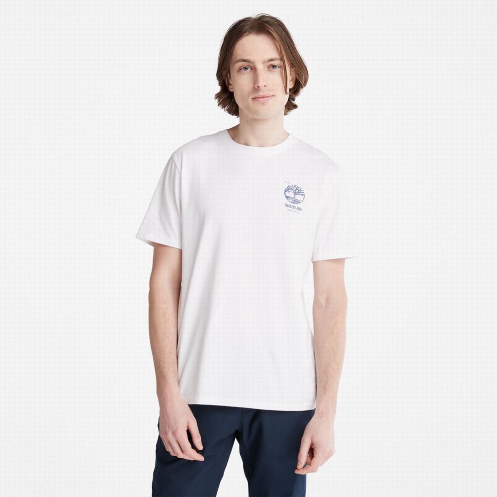 Pánské Tričko Timberland Back-Graphic T-Shirt Bílé | TI80726-248