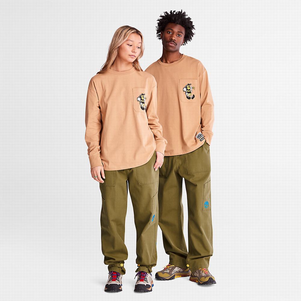 Pánské Tričko Timberland Bee Line x Timberland® Back-graphic Long-sleeved T-Shirt Hnědé | TI94370-537