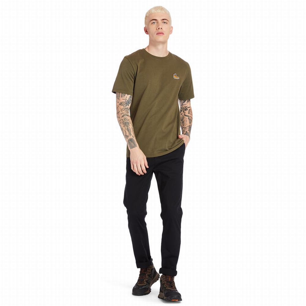 Pánské Tričko Timberland Boot Logo T-Shirt Zelene | TI03165-874