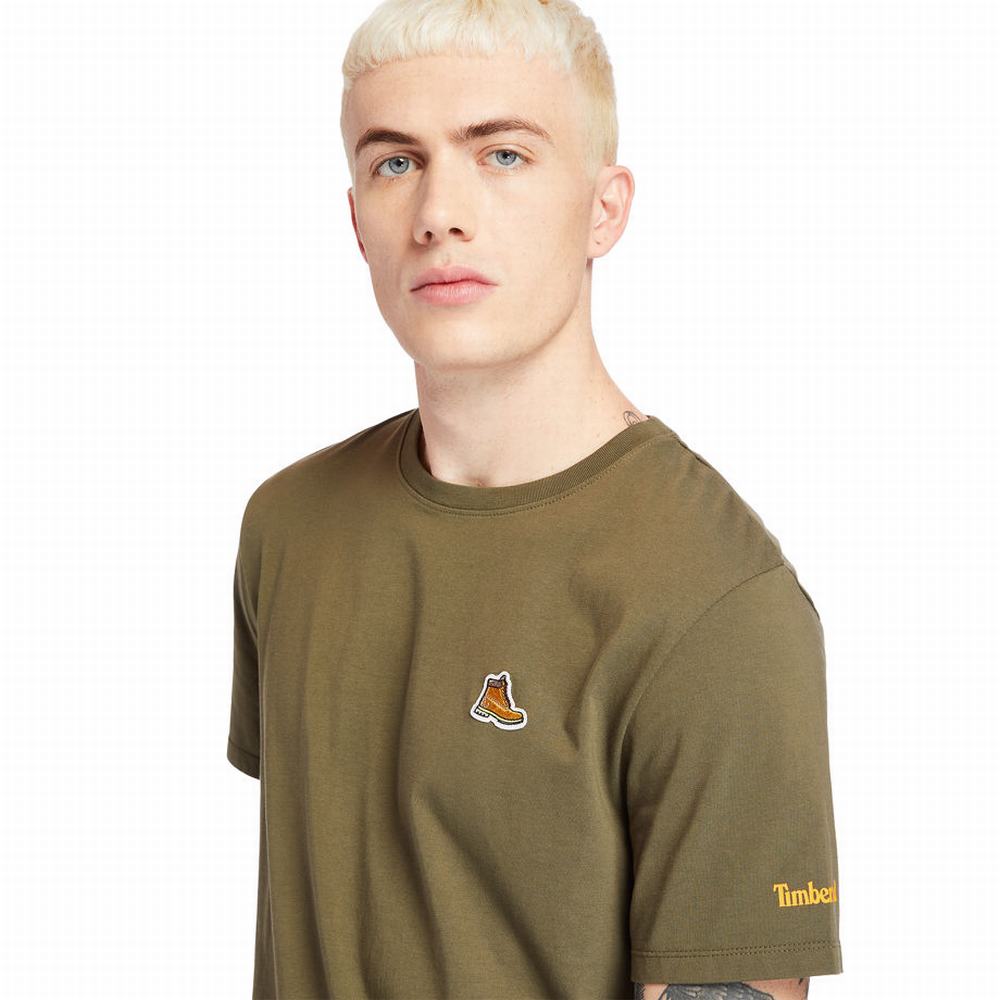 Pánské Tričko Timberland Boot Logo T-Shirt Zelene | TI03165-874
