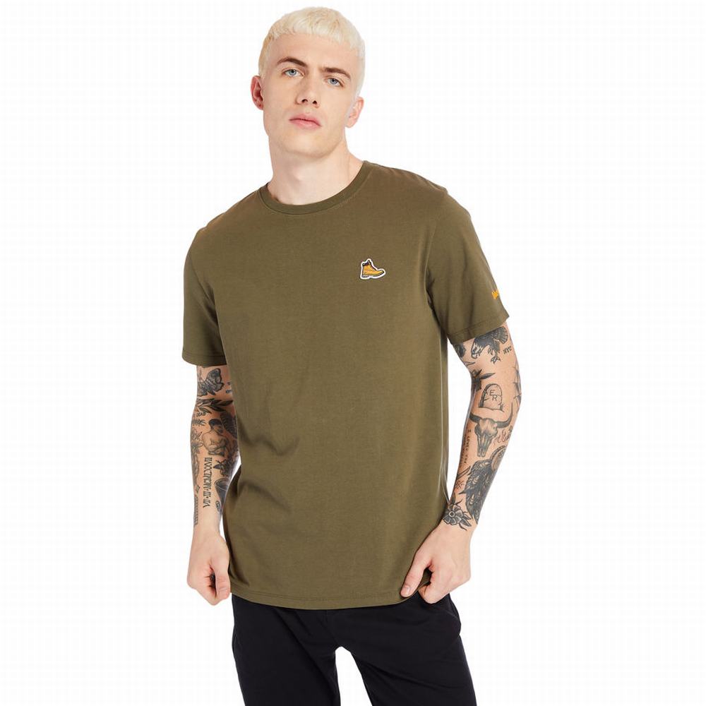 Pánské Tričko Timberland Boot Logo T-Shirt Zelene | TI03165-874