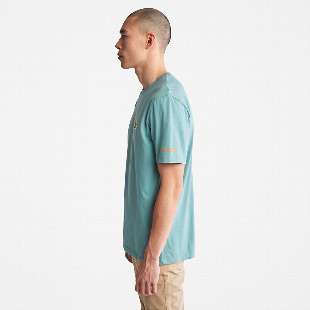 Pánské Tričko Timberland Boot-Logo T-Shirt Tyrkysové | TI04821-571