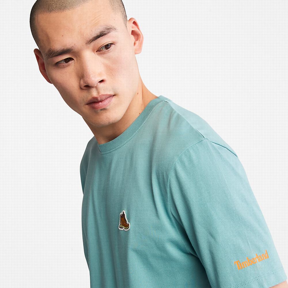 Pánské Tričko Timberland Boot-Logo T-Shirt Tyrkysové | TI04821-571