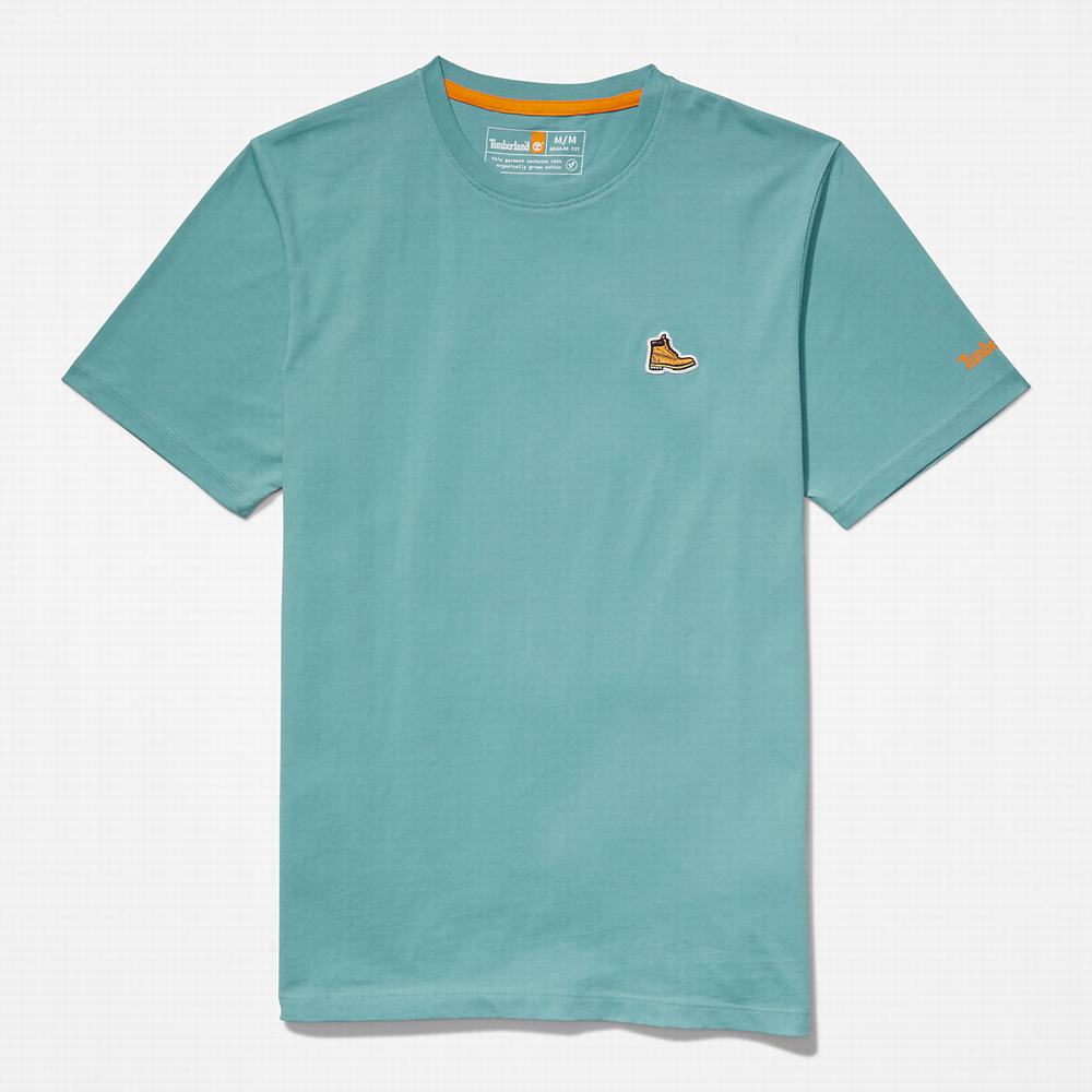 Pánské Tričko Timberland Boot-Logo T-Shirt Tyrkysové | TI04821-571