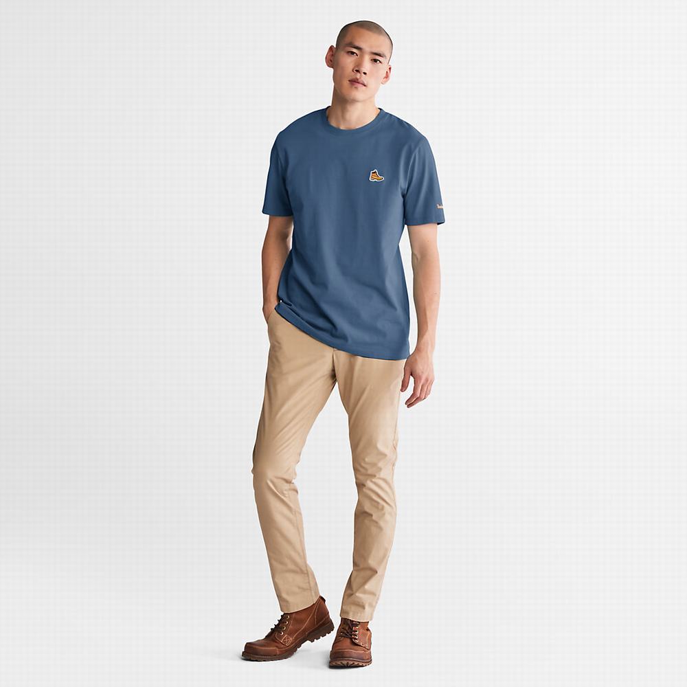 Pánské Tričko Timberland Boot-Logo T-Shirt Tmavě Blankyt | TI07452-869