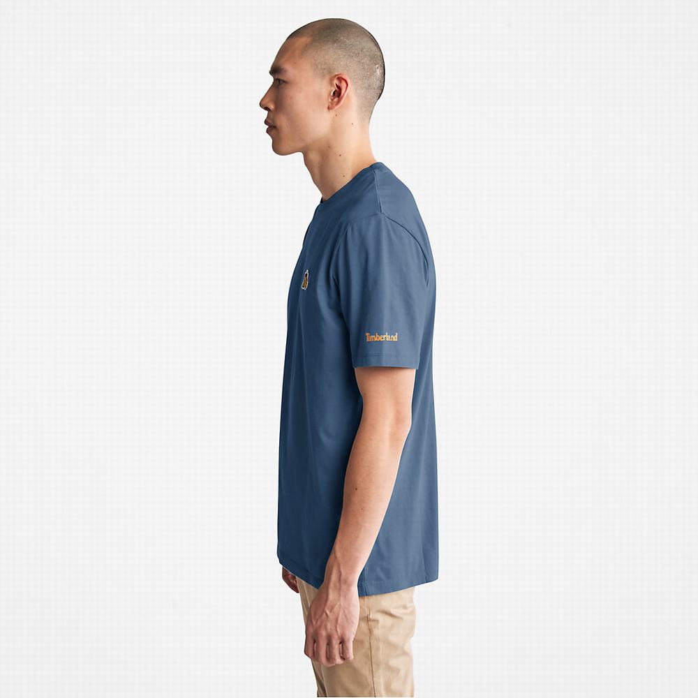 Pánské Tričko Timberland Boot-Logo T-Shirt Tmavě Blankyt | TI07452-869
