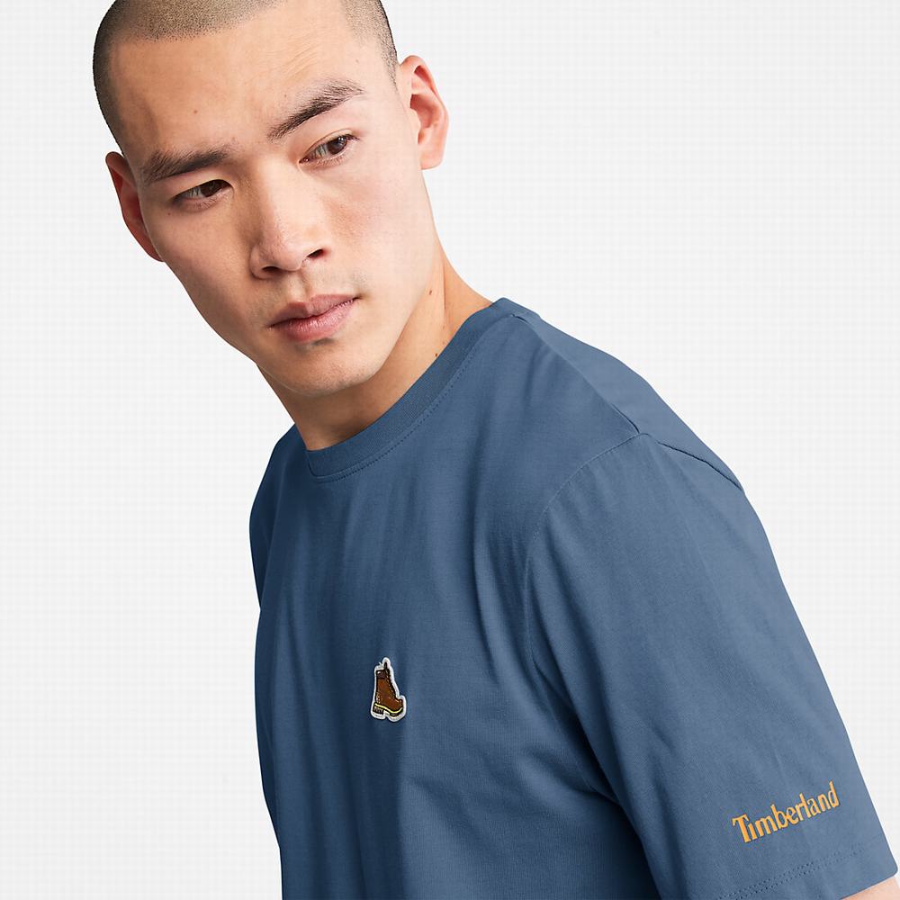 Pánské Tričko Timberland Boot-Logo T-Shirt Tmavě Blankyt | TI07452-869